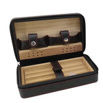 Flag Village Travel Humidor - Best Portable Leather Travel Cigar Humidifier Gift Box