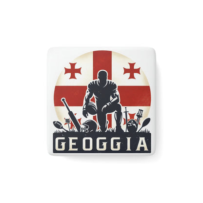 Flag Village Georgia Flag Sporting Porcelain Magnet, Square GEO0004