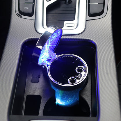 Flag Village Auto Tools Car Ashtray With LED Light RGB Ambient Light Cigarette Cigar Ash Tray Container Trash Can Portable Ashtray Auto Accessories