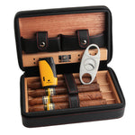 Flag Village Travel Humidor - Best Portable Leather Travel Cigar Humidifier Gift Box
