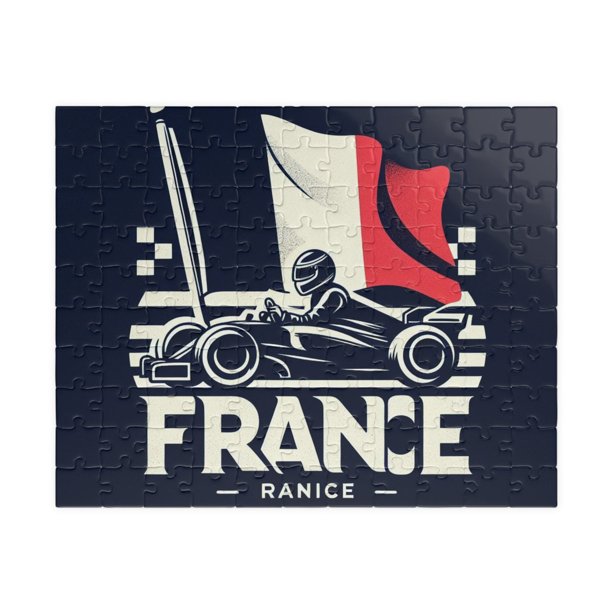 Flag Village France Racing Car Jigsaw Puzzle