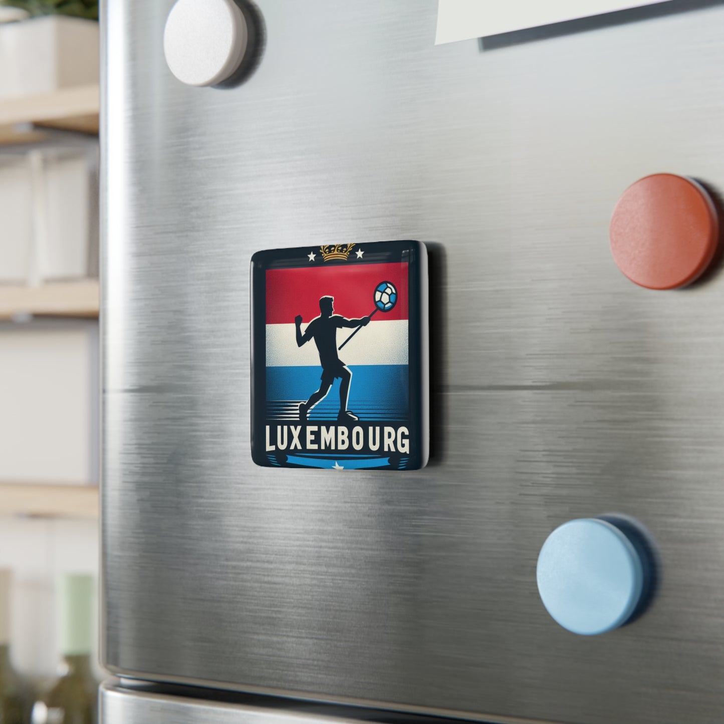 Flag Village Luxembourg Flag Sporting Porcelain Magnet, Square LUX0004