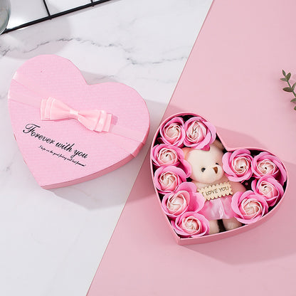 Flag Village Heart-shaped Rose Red Gift Box New Year Christmas Gift Box Valentine's Day Christmas Gift Mother's Day Birthday Gift