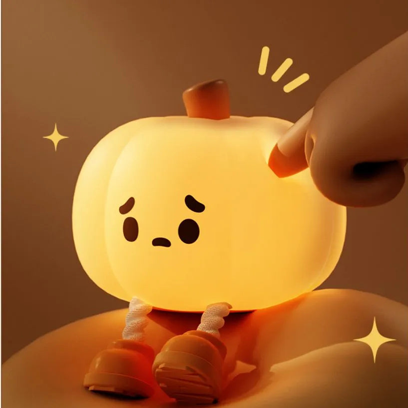 Flag Village Home Decor Halloween Pumpkin Night Light Cute Soft Silicone Lamp Touch  Dimmable Rechargeable Bedside Decor Light Kids Gifts Halloween Decorations