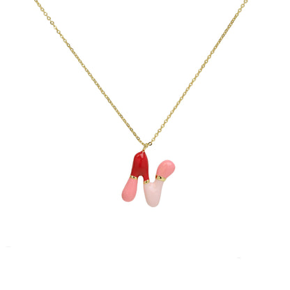 Flag Village Brass Epoxy Capsule 26 Letter Necklace For Women Initial Alphabet Pendant Necklace Fashion Link Chain Jewelry Gifts
