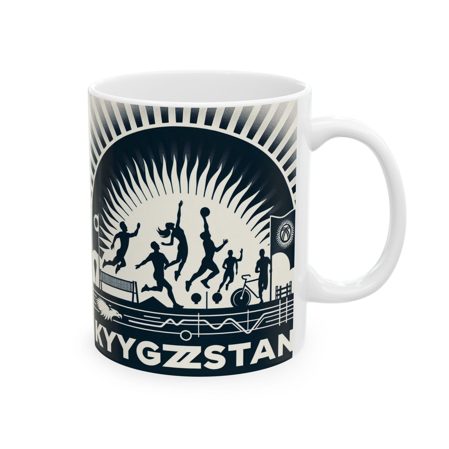 Flag Village Kyrgyzstan Sporting Flag Ceramic Coffee Mug 11oz KGZ0007