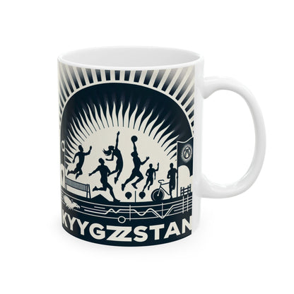 Flag Village Kyrgyzstan Sporting Flag Ceramic Coffee Mug 11oz KGZ0007