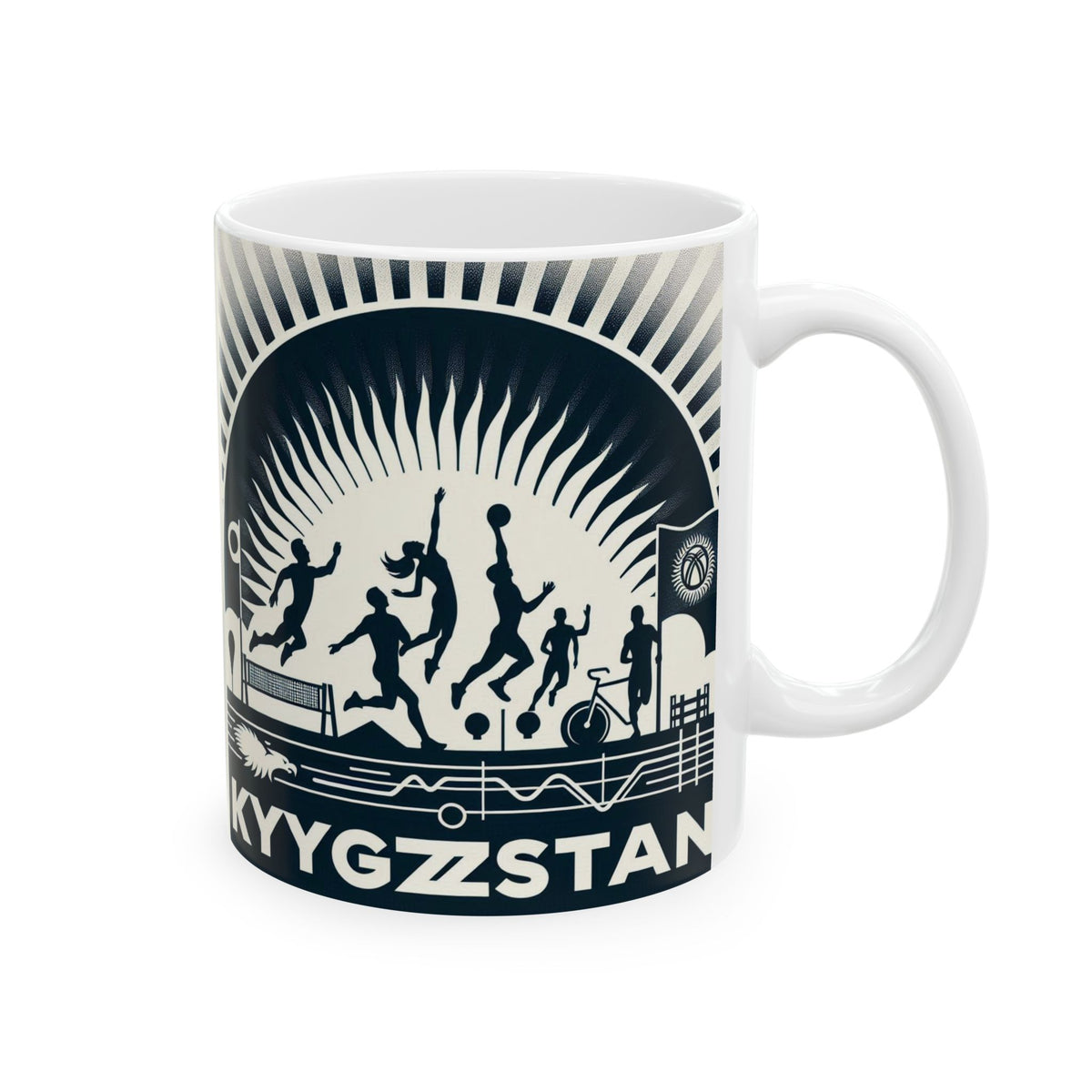 Flag Village Kyrgyzstan Sporting Flag Ceramic Coffee Mug 11oz KGZ0007