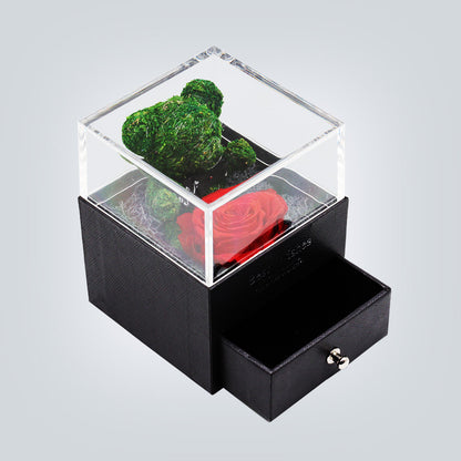 Flag Village Teddy Bear Preserved Flower Jewelry Box Gift