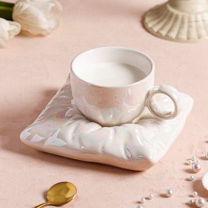 Flag Village Nordic Style Ceramic Cup With Pillow Coaster Creative Couple Coffee Cup Tea Cups Saucers Christmas Gift Box Set Drinkware