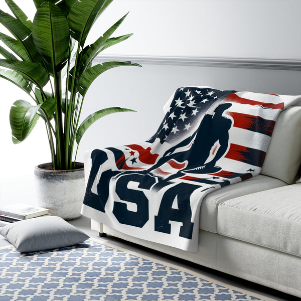 Flag Village United Stetes Sporting Flag Sherpa Fleece Blanket USA0016