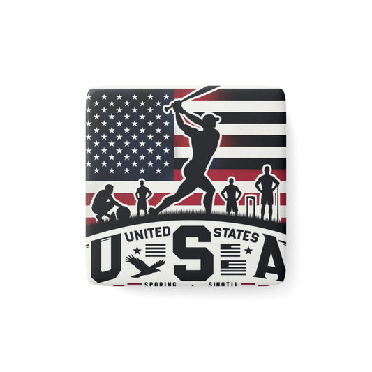 Flag Village United Stetes Flag Sporting Porcelain Magnet, Square USA0006