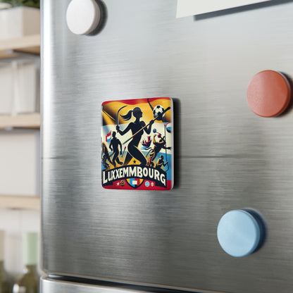 Flag Village Luxembourg Flag Sporting Porcelain Magnet, Square LUX0005