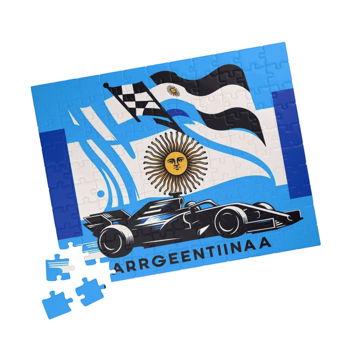 Flag Village ARGENTINA Racing Car Sporting Flag Puzzle (110, 252, 520, 1014-piece) ARG0011