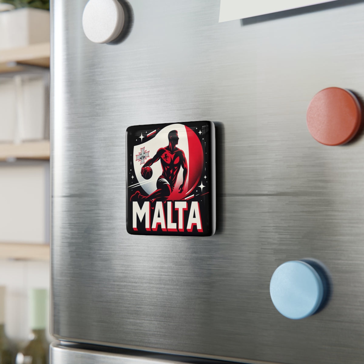 Flag Village Malta Flag Sporting Porcelain Magnet, Square MLT0005