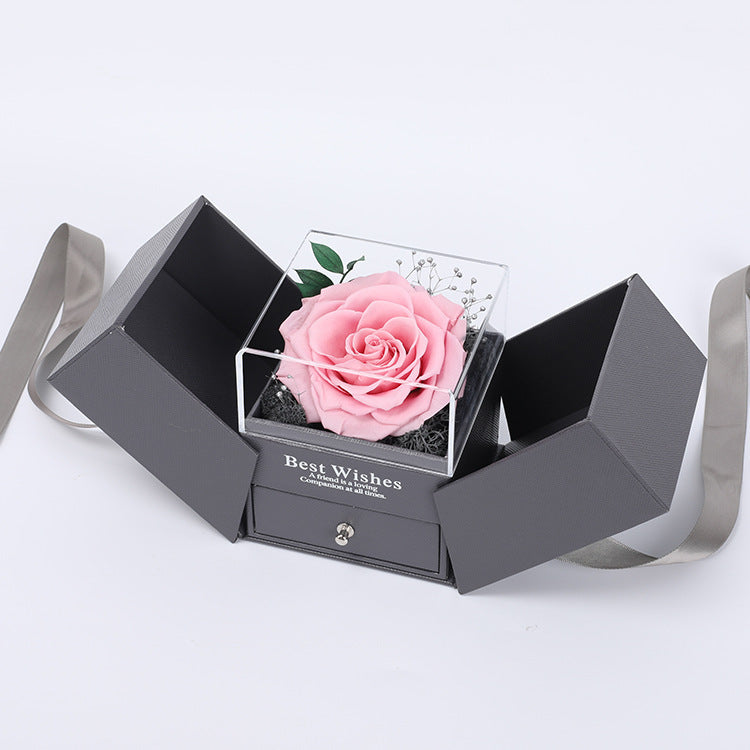 Flag Village Preserved Flower Gift Box Finished Acrylic Jewelry Box