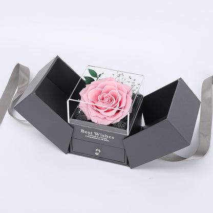 Flag Village Preserved Flower Gift Box Finished Acrylic Jewelry Box