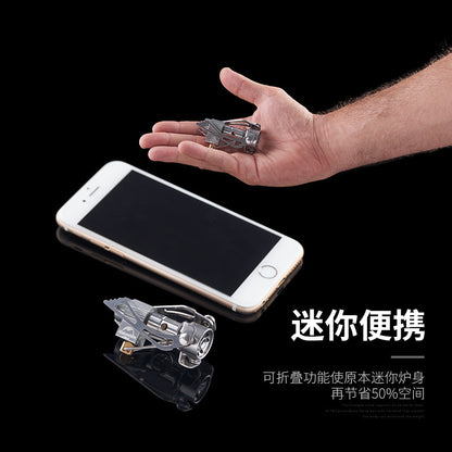Flag Village Portable Folding Mini Camping Stove Outdoor Gas Stove Survival Furnace Stove 3000W Pocket Picnic Cooking Gas