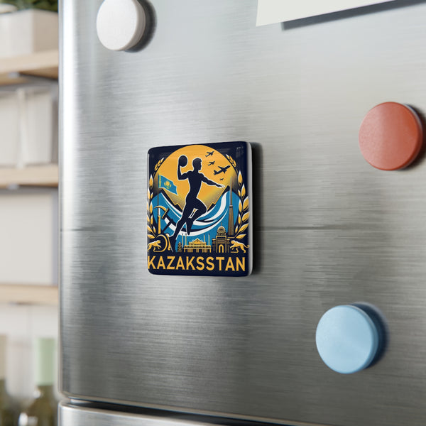 Flag Village Kazakhstan Flag Sporting Porcelain Magnet, Square KAZ0006