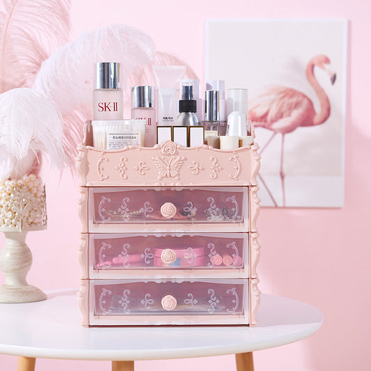 Flag Village Transparent Makeup Organizer Cosmetic Storage Box Drawer Desktop Organizer Jewelry Beauty Storage Bins Lipstick Christmas Gifts