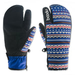 Flag Village Ski gloves outdoor three-finger warm gloves