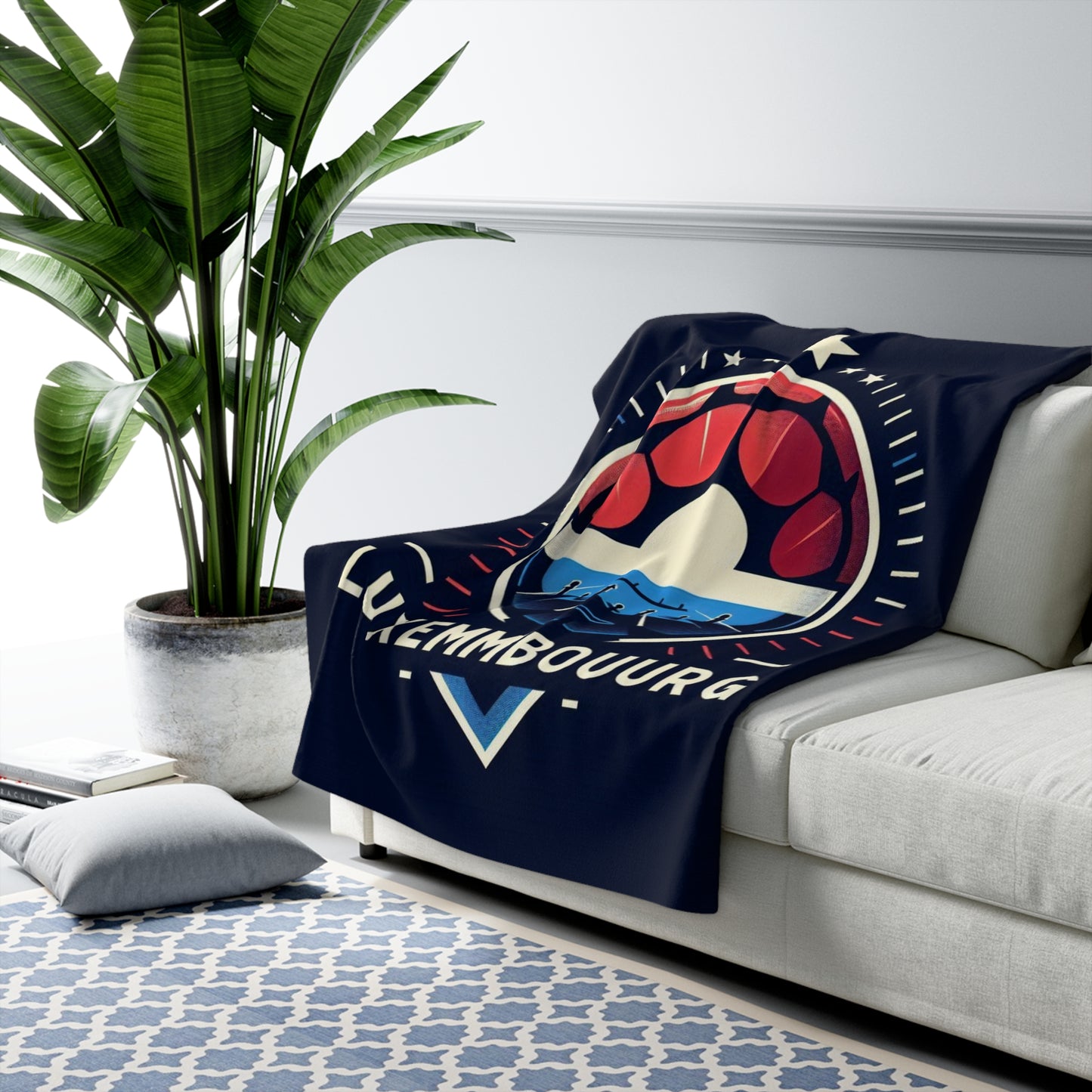 Flag Village Luxembourg Sporting Flag Sherpa Fleece Blanket LUX0009