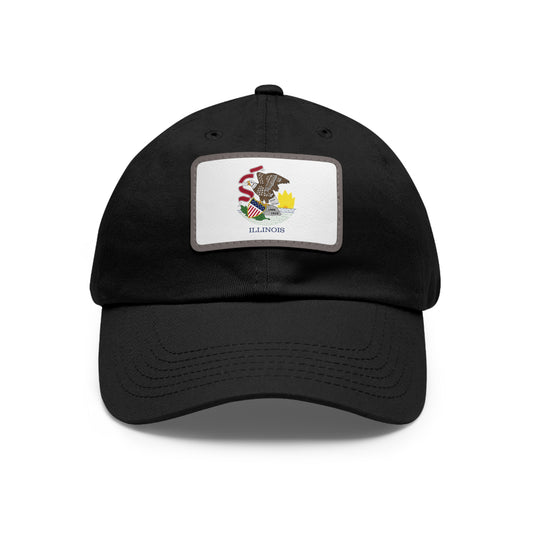 Flag Village USA Illinois State Flag Hat Cap with Leather Patch