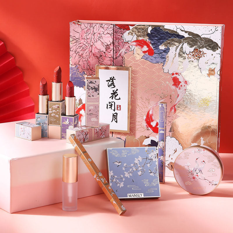 Flag Village Carved Lipstick Gift Box Forbidden City Chinese Style Makeup Set