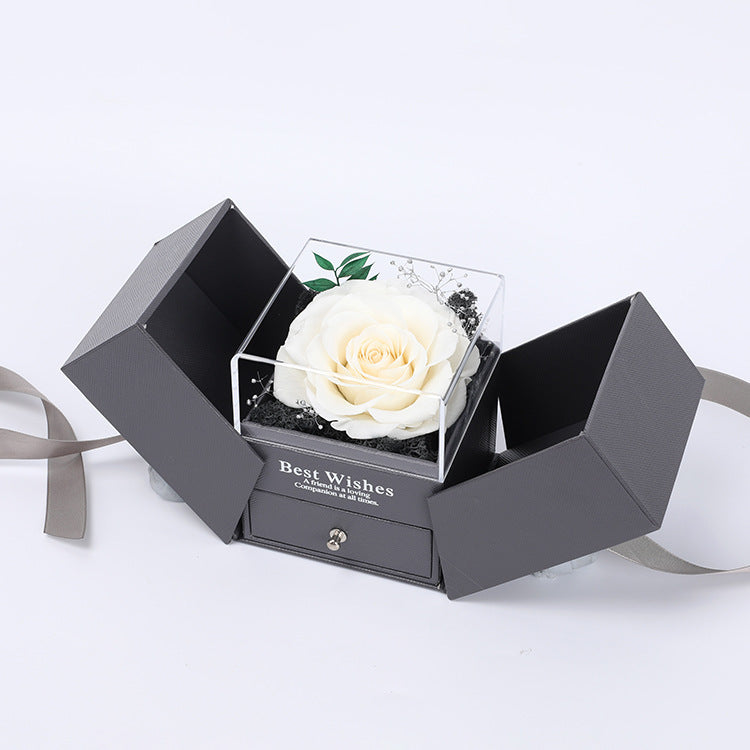 Flag Village Preserved Flower Gift Box Finished Acrylic Jewelry Box