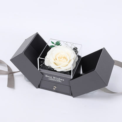 Flag Village Preserved Flower Gift Box Finished Acrylic Jewelry Box