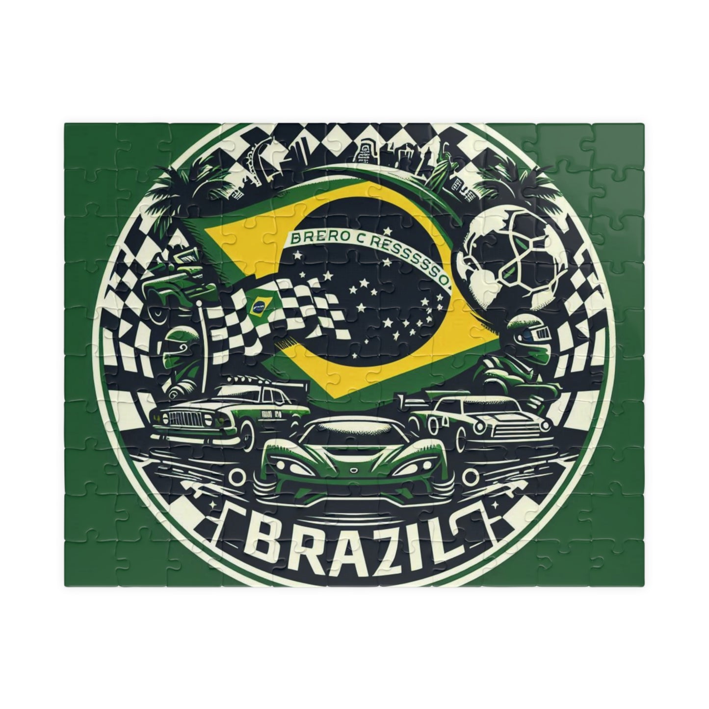 Flag Village BRAZIL Racing Car Sporting Flag Puzzle (110, 252, 520, 1014-piece) BRA0018