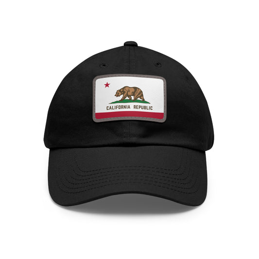 Flag Village USA California State Flag Hat Cap with Leather Patch