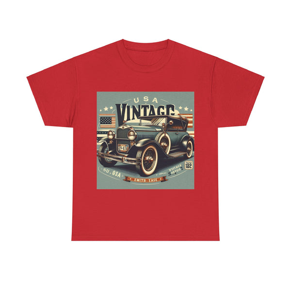 Flag Village USA Vintage Car Flag T-SHIRT Heavy Cotton Tee USA0015