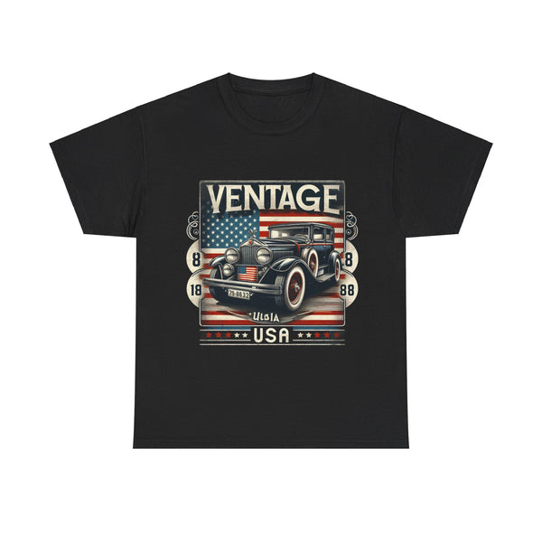 Flag Village USA Vintage Car Flag T-SHIRT Heavy Cotton Tee USA0016