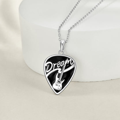 Flag Village Sterling Silver Music Guitar Pick Pendant Necklace Jewelry Gifts for Women