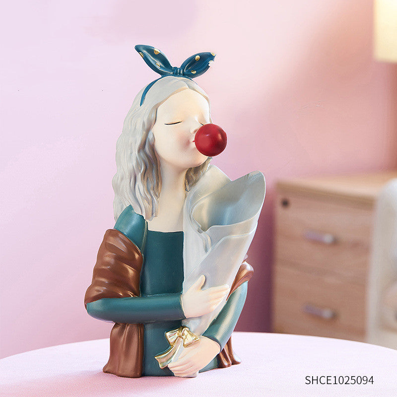 Flag Village Home Decor Girl Figurine Resin Sculpture Abstract Art Room Decor Nordic Decoration Home Living Room Decoration Accessories Gifts