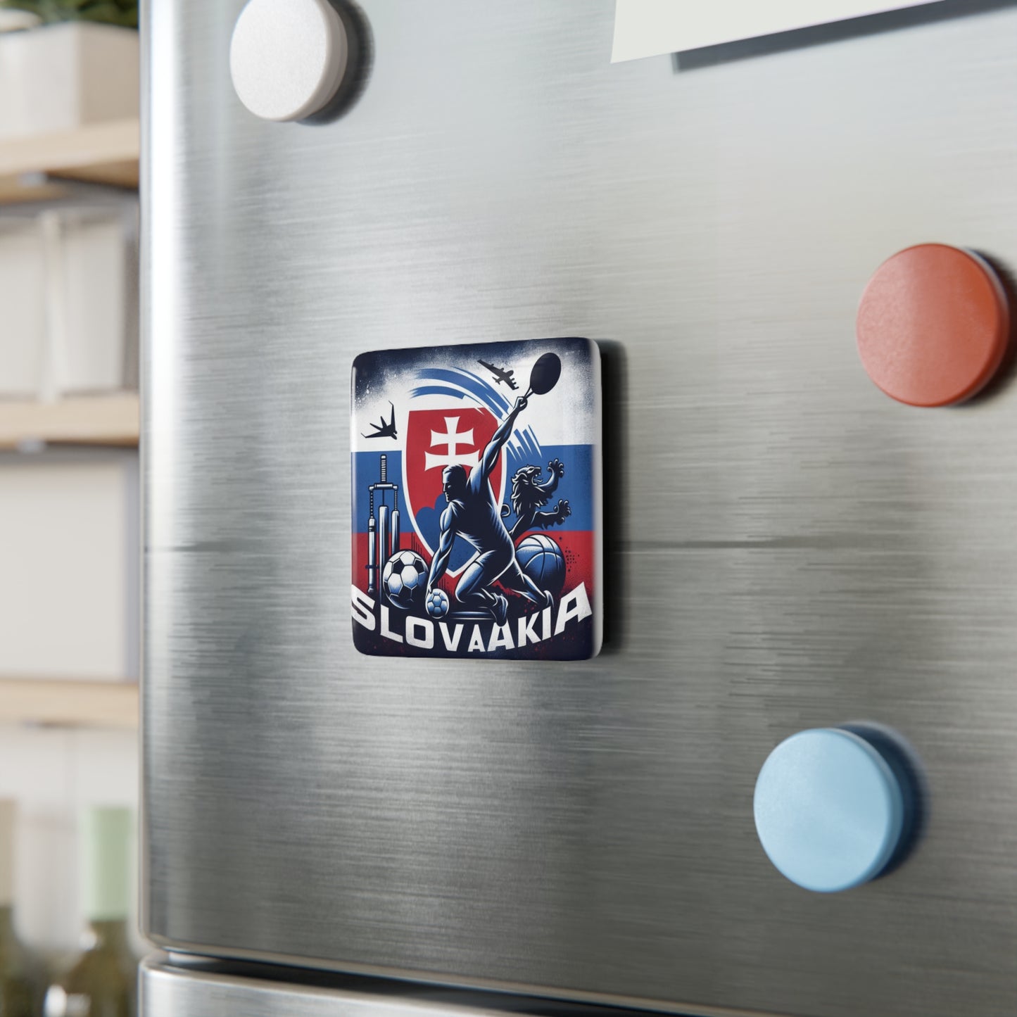 Flag Village Slovakia Flag Sporting Porcelain Magnet, Square SVK0005