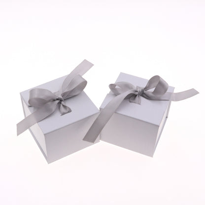 Flag Village Jewelry Boxes Paper Gray White Color Ribbon Bowknot For Gift Present Ring Earring Packing Display Box