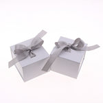 Flag Village Jewelry Boxes Paper Gray White Color Ribbon Bowknot For Gift Present Ring Earring Packing Display Box