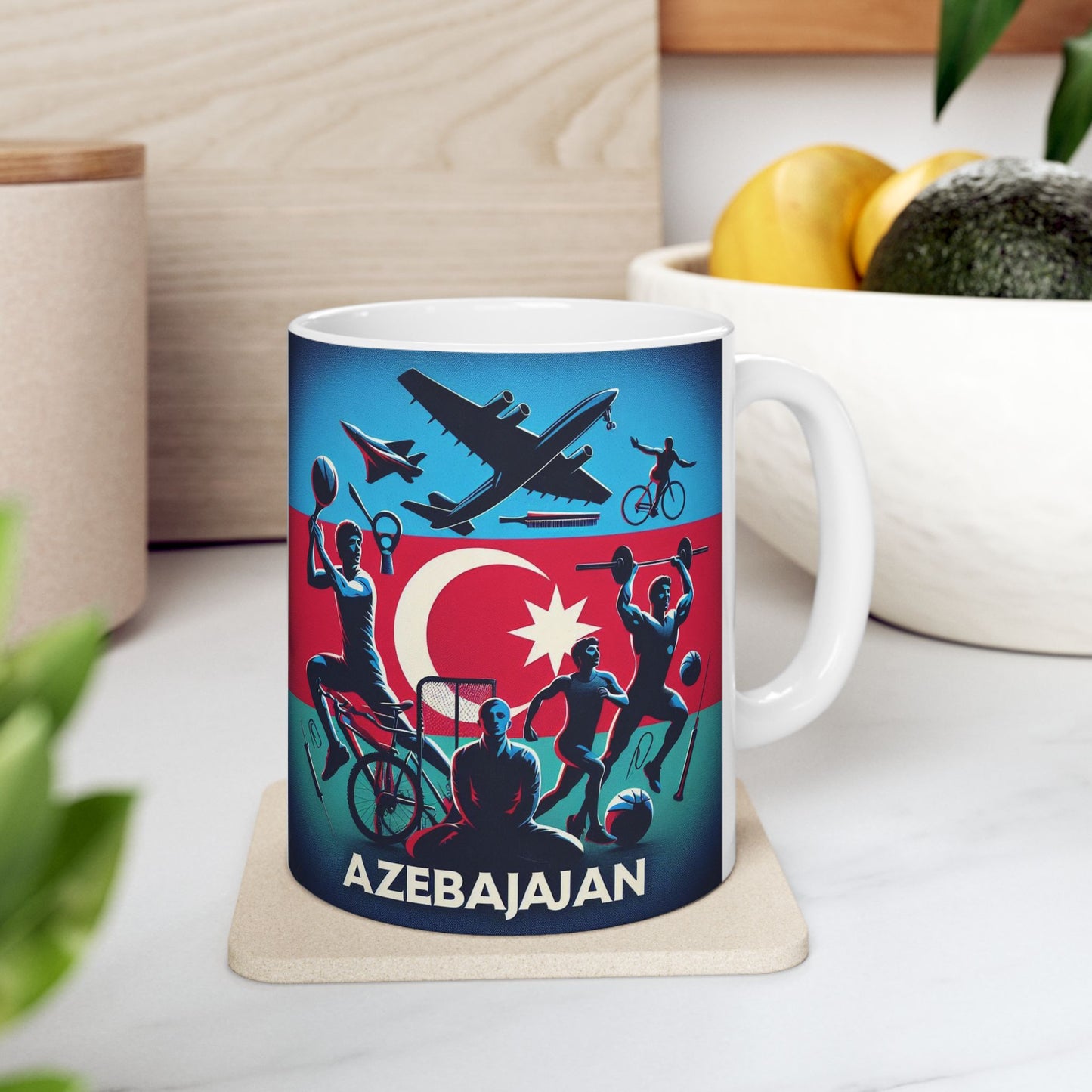 Flag Village Azerbaijan Sporting Flag Ceramic Coffee Mug 11oz FV-MG0203