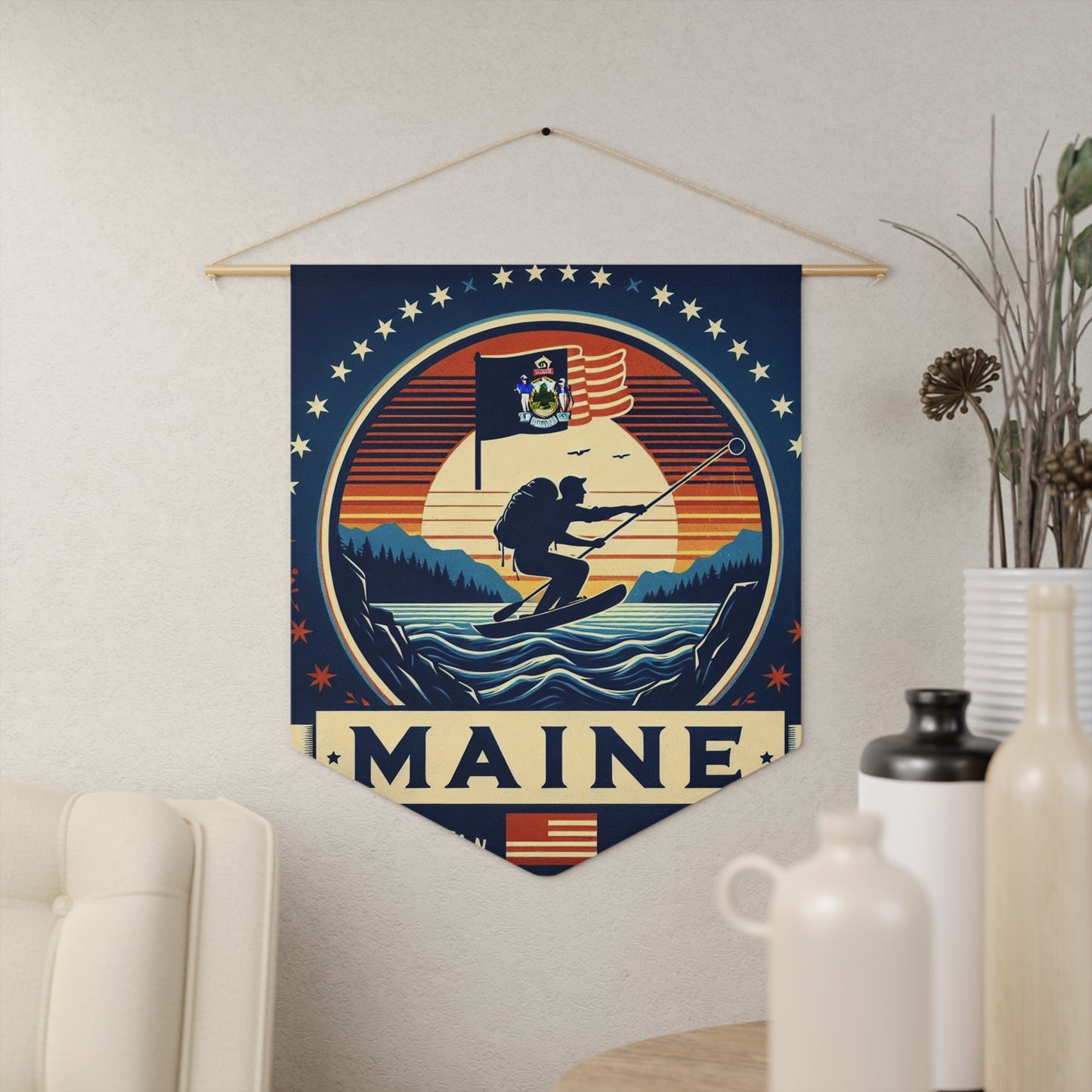 Flag Village Maine State Flag Pennant Sporting Home Wall decoration ME0002