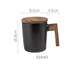 Flag Village Creative Office Nordic Mug Wooden Handle With Lid Couple Water Cup Gift Box Set Retro Ceramic Mug