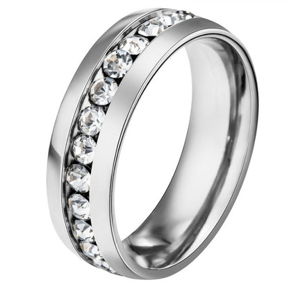Flag Village New Fashion Crystal Rings for Women Gold Color Color Stainless Steel Jewerly Gifts