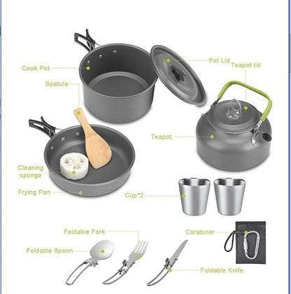 Flag Village Camping Teapot Set Pot Stove Set 2-3 People Picnic Stove Tableware