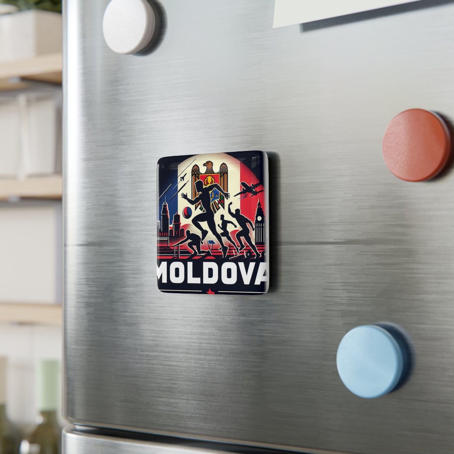 Flag Village Moldova Flag Sporting Porcelain Magnet, Square MDA0005