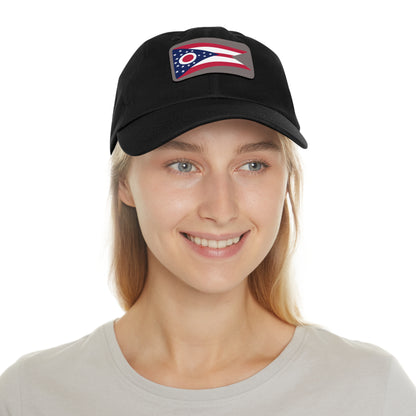 Flag Village USA Ohio State Flag Hat Cap with Leather Patch