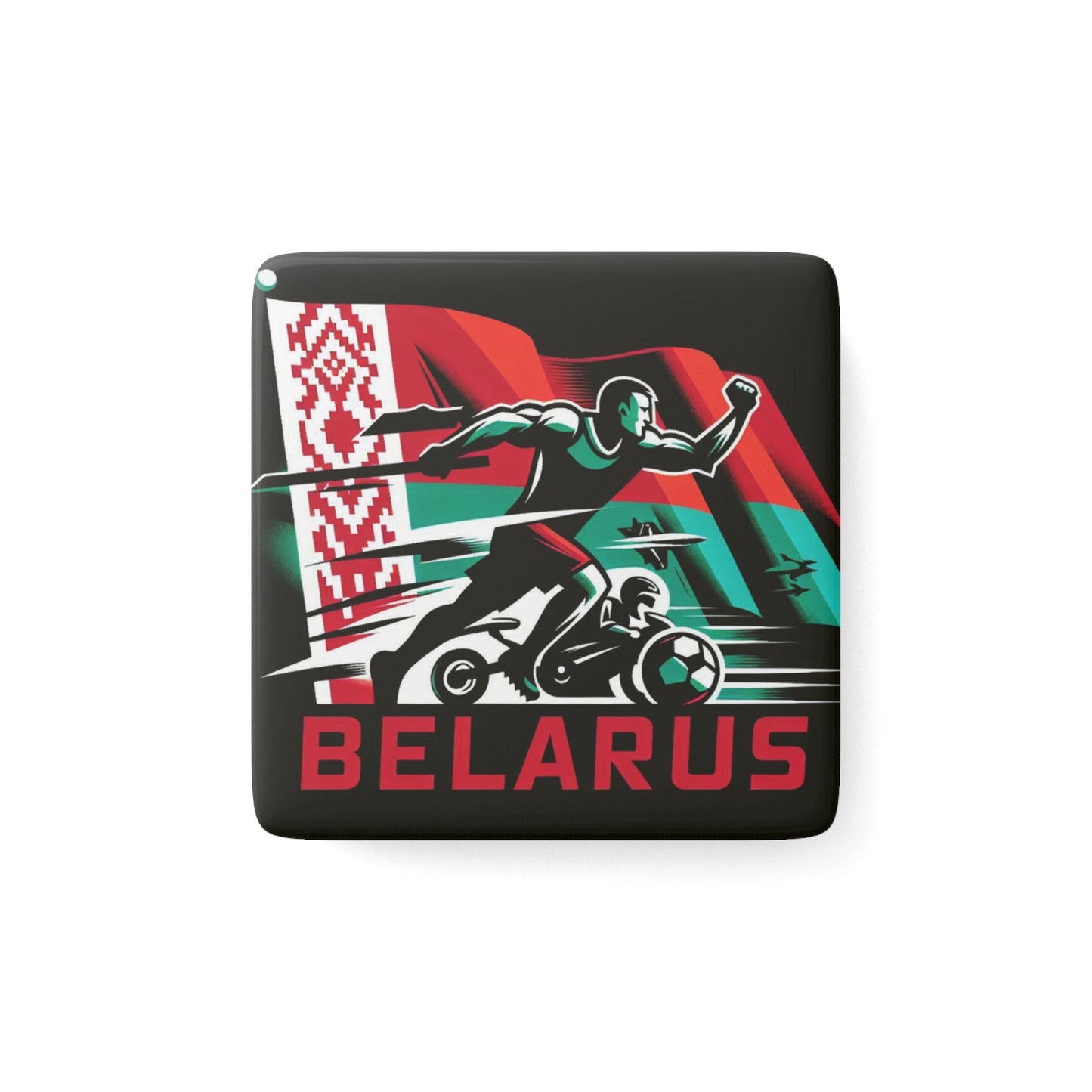 Flag Village Belarus Flag Sporting Porcelain Magnet, Square BLR0005