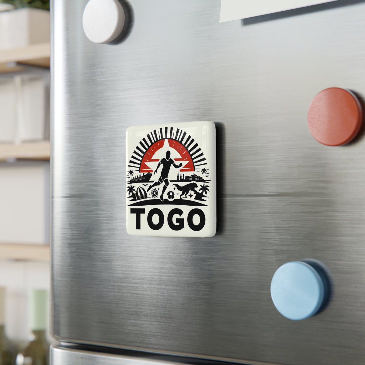 Flag Village Togo Flag Sporting Porcelain Magnet, Square TGO0002