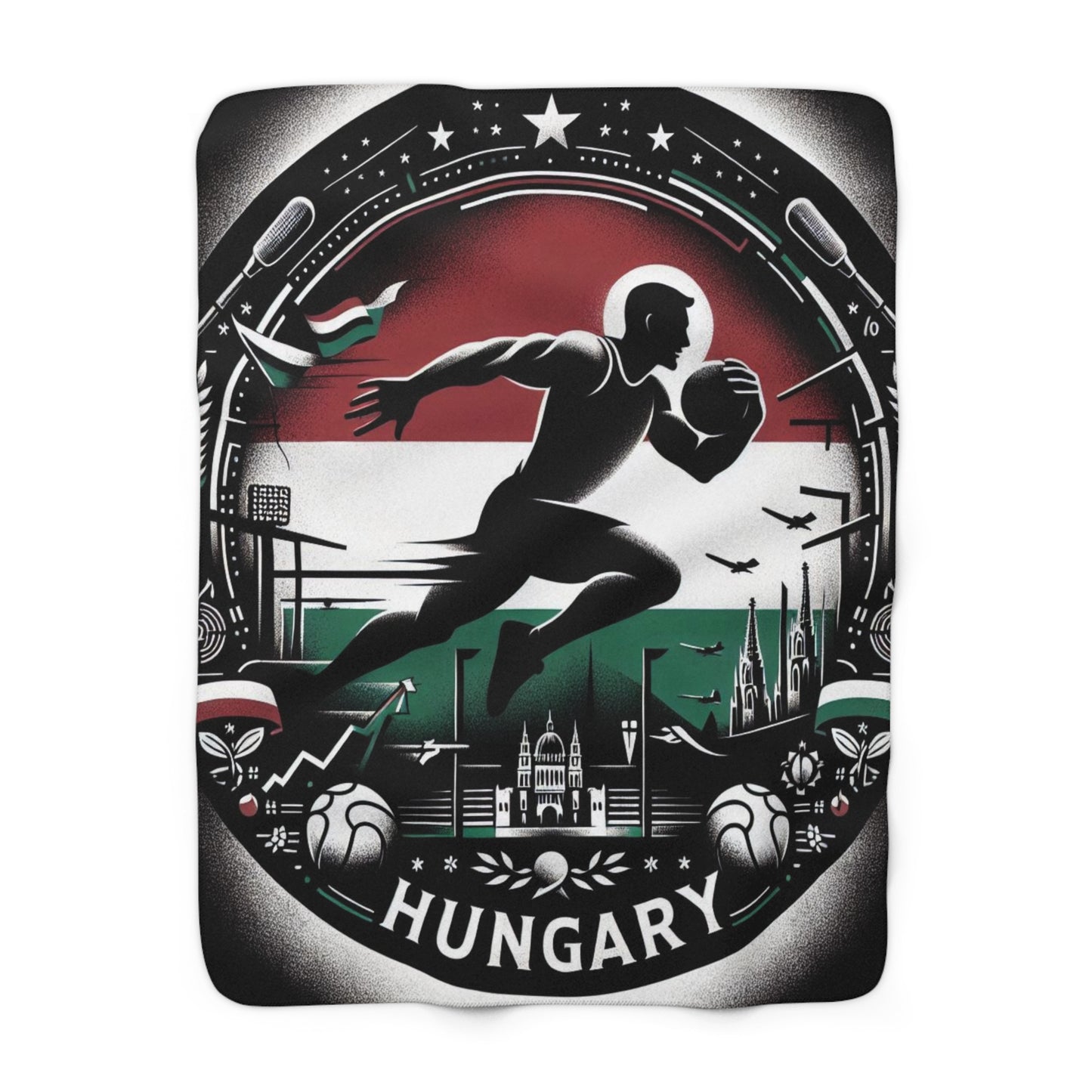 Flag Village Hungary Sporting Flag Sherpa Fleece Blanket HUN0001