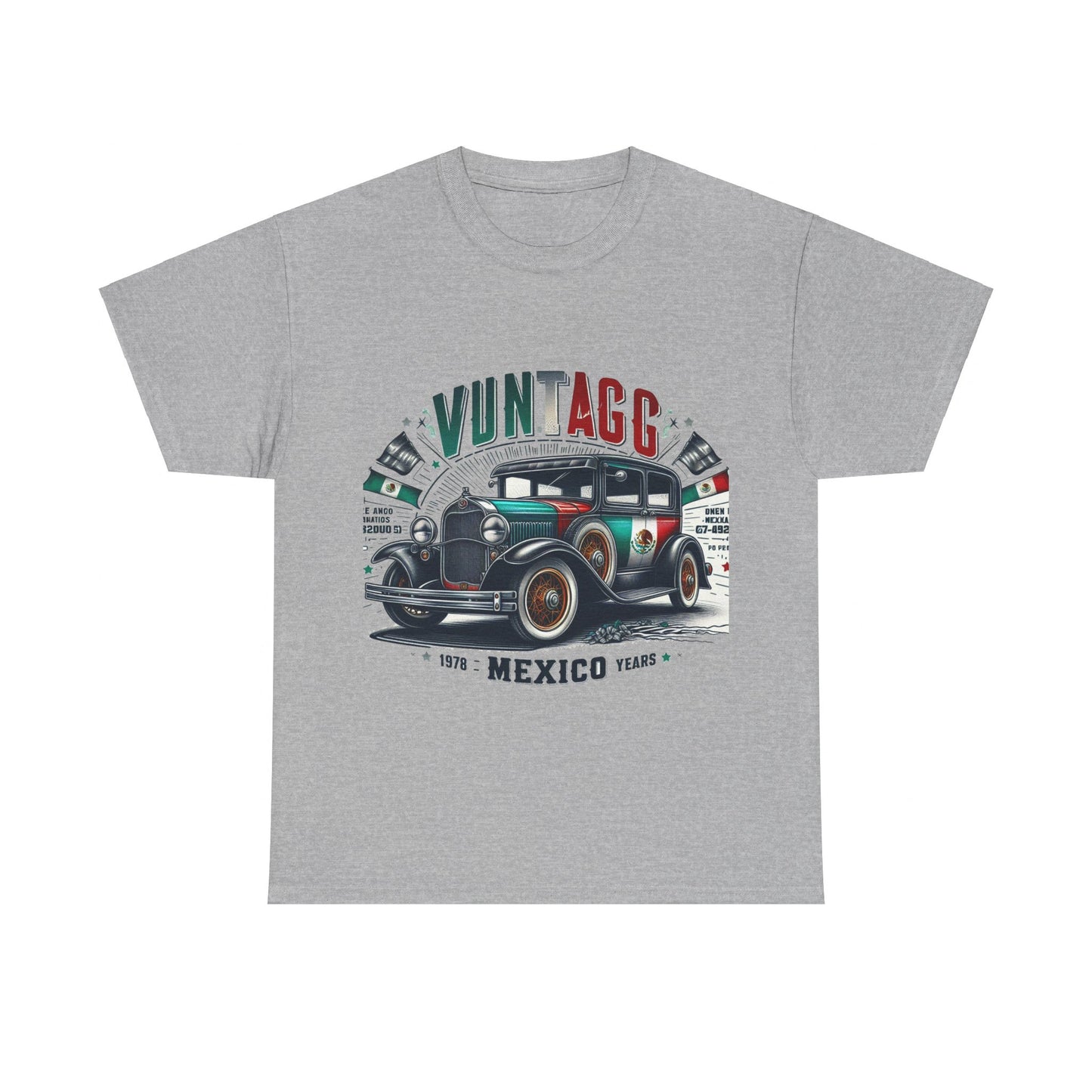 Flag Village Mexico Vintage Car Flag T-SHIRT Heavy Cotton Tee MEX0002